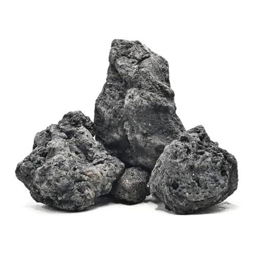 KINGRUI Schwarze Lavasteine Natur Vulkanstein 615 cm für Aquarium Aquascaping Garnelenbecken Terrarium & Dekoration 2 3 kg (4 Stück)