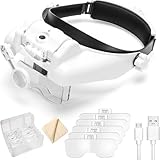 【Jexiro】ヘッドマウント拡大鏡 LED ライト付き USB 充電式 ハンズフリー 多倍拡大 多用途対応