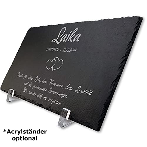 Paule Black Tiergrabstein Gedenktafel mit Gravur Schiefer 30 x 20 cm wetterfest - Individueller Text