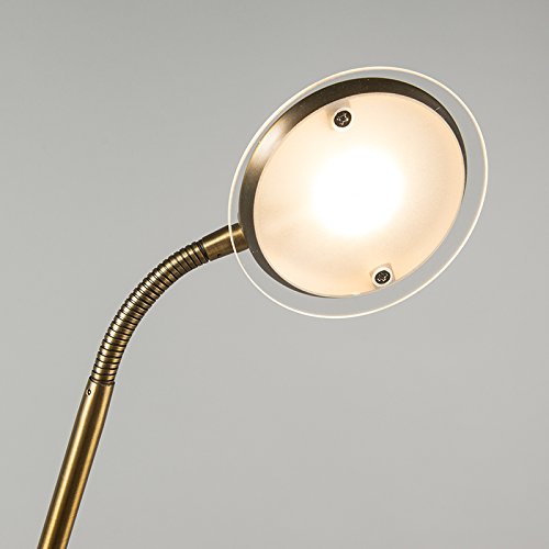Qazqa led Modern Stehleuchte, Stehlampe - Eva - Bronze, inkl. 5W integrierter LED, 3000K, warmweiß, dimmbar, 149cm, Ideal als Schlafzimmerlampe und Wohnzimmerlampe
