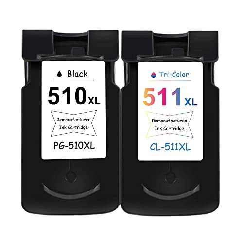 Compatible for Canon PG-510XL / CL-511XL for Canon Pixma iP2700 MP240 MX320 Printer Multi Pack 1 Black 1 Tri-Color