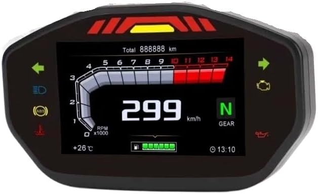 Odometer Motorcycle Modified Instrument Mileage Water Temperature Oil Gauge for Single Double 4-Cylinder Display