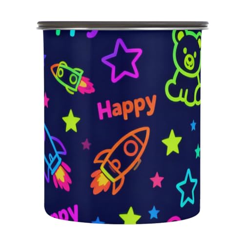 Contenedor para café con diseño perro y oso en acero inoxidable