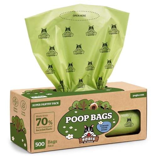 Pogi's Poop Bags – Large, Leak-Proof Dog Waste Bags for Yard or Home Use, Fresh Scent (Single Roll, 500-Count)