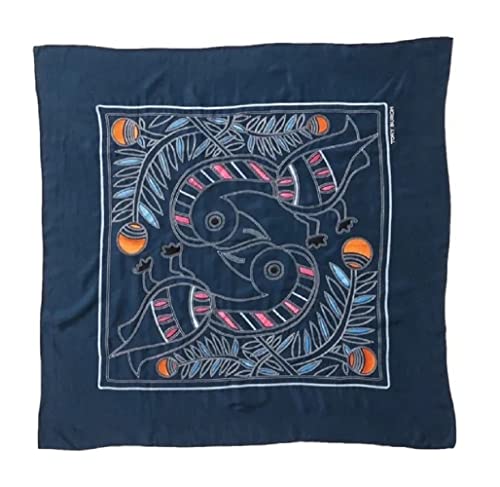 Tory Burch Embroidered Toucan Square Scarf Tory Navy One Size