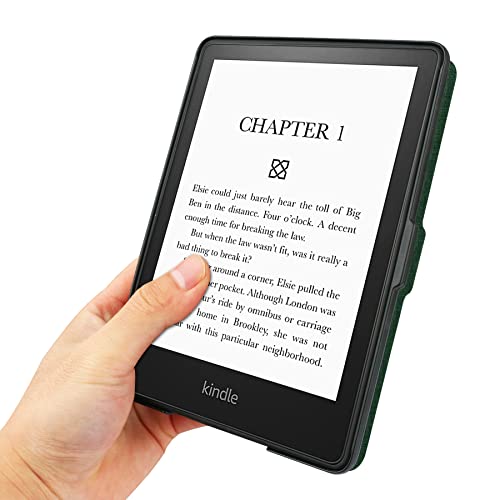 HoYiXi Funda para Kindle Paperwhite de 6,8" 11.ª generación 2021 y Kindle Paperwhite Signature Edition 2021 Funda Cover de Cuero Delgada con Auto Sueño/Estela Funcion Estuche Duro – Verde