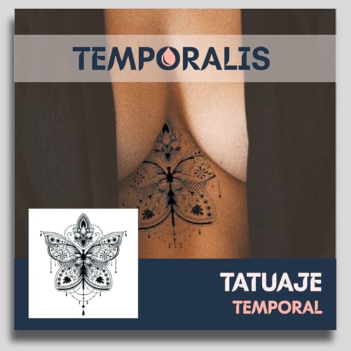 Tatuagem Borboleta - Temporalis® | Tatuagens temporárias para adultos - Cosmético certificado pela UE, vegano e resistente à água, dura 1 a 2 semanas [Tattoo Mandala borboleta]