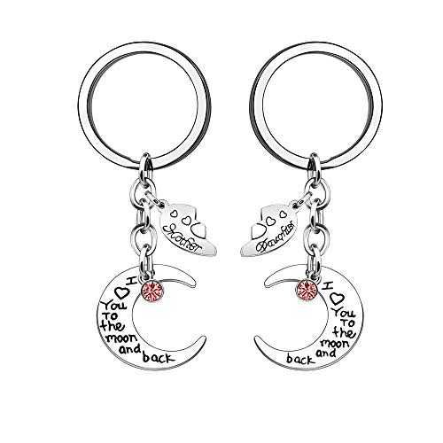 Preisvergleich Produktbild KENYG Schlüsselanhänger-Set für Mutter und Tochter, roter Strass, Schlüsselanhänger, Muttertag, Weihnachten, Geburtstag, Schmuck, 2 Stück