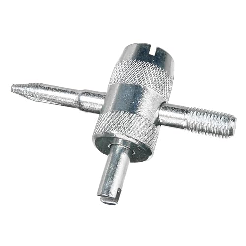 winterrock 4-Way Valve Stem Tool, 4-in-1 Metal Tire Valve Tool, Multifunctional Tire Valve Core Removal Tool, Tire Stem Core Remover Installer Repairer for Car Motorcycle Bicycle