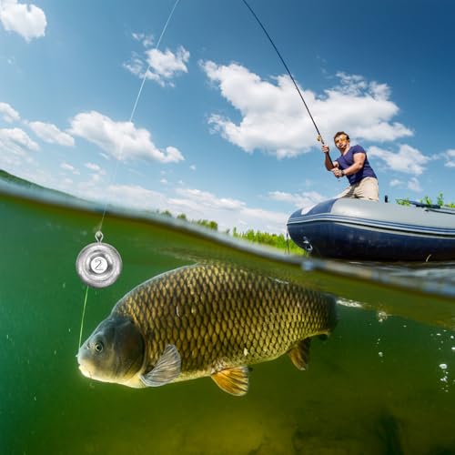 Chris.W 24 Pcs Fishing Coin Sinkers Weights Disc Sinker Fishing Sinkers Surf Fishing Weights Inline Trolling Sinkers Weights Kit for Catfishing Trolling Surf Fishing Tackle 1oz 2oz 3oz 4oz 5oz 6oz - Thumbnail 3