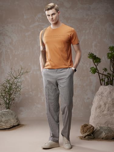 Image of Bewakoof Men's Typography Regular Fit Half Sleeve Round Neck T-Shirt American Pima | | Lightweight | Multipurpose