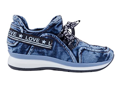 Jeans Sports Shoes, Handmade Women's Sports Shoes, Blue Jeans Embroidered Sports Shoes, Women's Sports Shoes, Birthday gift (9, blue)