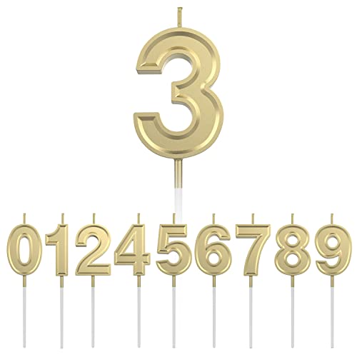 Iblessu Number 3 Birthday Candles - Cake Candle Cupcake Candle Topper Decoration For Anniversary Birthday Wedding Adults Kids (Champagne) #TOP2