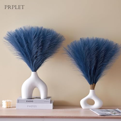 Image of Faux Pampas Grass - 24 Pcs Small Artificial Flowers for Living Room Home Office and Wedding Decoration (Blue)