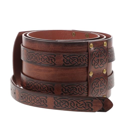 Ceinture Viking en cuir marron avec rivets pour cosplay homme et femme