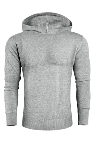 GINGTTO Men's Casual Knit Sweater Hoodie，Winter Hooded Sweaters for Men