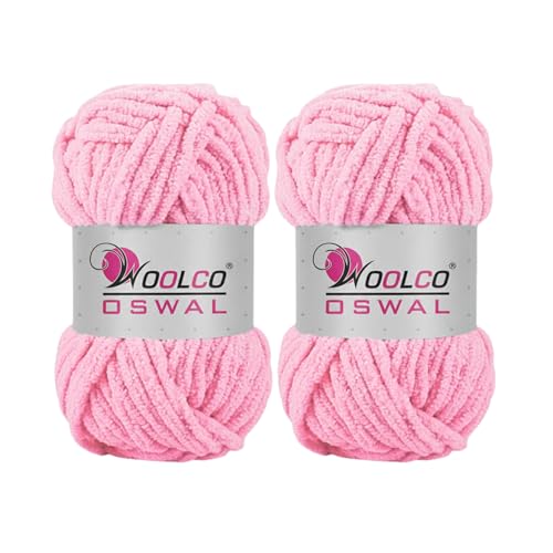 Image of Yankie Chenille Supersoft Velvet Yarn, Plushie & Blankie Yarn for Crochet, Knitting, Amigurumi & DIY Crafts (Baby Pink, Pack of 2)