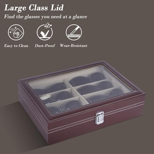 Image of AUTOARK Leather 8 Piece Eyeglasses Storage and Sunglass Glasses Display Case Organizer
