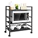 Plantex 3 Tier Premium Metal Rolling Trolley Cart Stand with Wheels/Oven Stand/Multifunctional Utility Stand with Storage Rack Shelves/Height Adjustable Shelf/Space Saving Stand for Home/Office(Black)