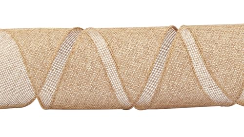 Zofrud Old Gold Burlap Ribbon - 64mm x 9M - Image 2