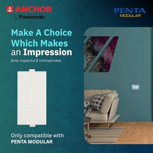 Image of Anchor by Panasonic Penta Modular 1 Module Blank Plate, Blank 1M Switch Cover, White Blank Plate, 10 Years on Site Warranty (65503-20)