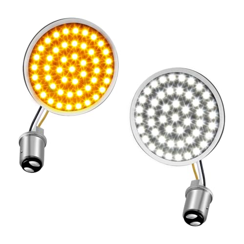NTHREEAUTO 1157 Front LED Turn Signals 2 Inch Bullet Blinkers SMD Panel Compatible with Harley Dyna Sportster Road King Street Glide Softail