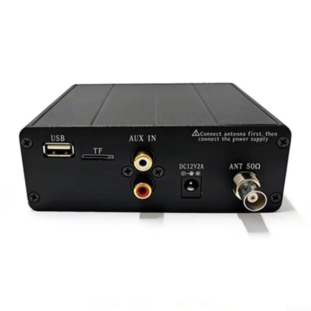 ST-05C FM-Sender, 20/200-MW Einstellbare Leistung, PLL, 77–108 MHz | PLL-Synthese für Rundfunkübertragungen mit BNC-Schnittstelle, USB-TF- und AUX-Mikrofoneingang für Studioaufnahmen