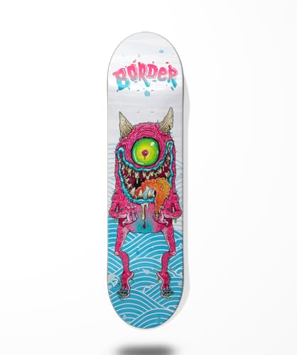 Border monopatín Skate Skateboard Deck Tabla - Monster Classic Blue Waves 8.125