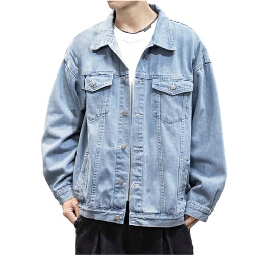Veste en denim avec poches et col rabattu manteau homme classique vintage