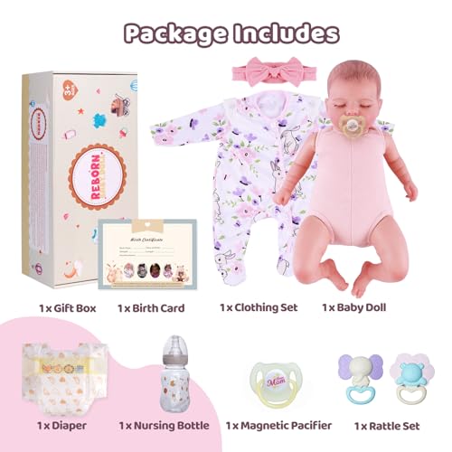 BABESIDE Reborn Puppe – 20 Zoll 50 cm Reborn-Baby Mädchen, Stoffkörper Realistische schlafende Babypuppe mit, Kleidung, Zubehör für Kinder ab 3 Jahren – Bild 7
