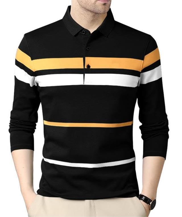 Image of Noble Monk Men's Polycotton Regular Fit Full Sleeves Polo T-Shirt