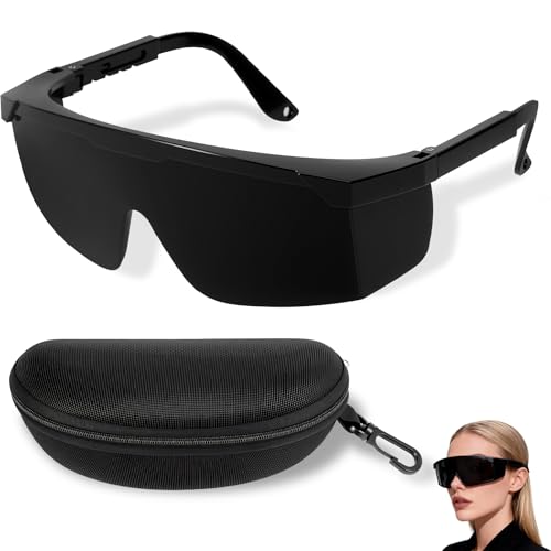 Aiseeok Laserowe okulary ochronne, IPL 200-2000 nm, laserowe okulary ochronne z ochroną UV na podczerwień, ochrona oczu do laserowej depilacji impulsowego światła kosmetycznego, czarne