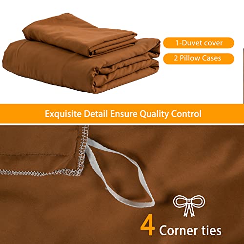 Tocomoa Duvet Cover Queen Burnt Orange, 100% Microfiber Rust Comforter Cover Set, Ultra Soft 3 Pieces Bedding Set With 1 Duvet Cover And 2 Pillowcases #TOP5