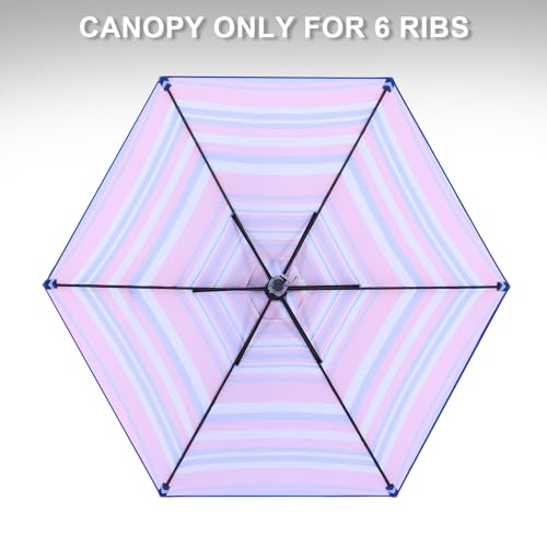 Image of MASTERCANOPY Patio Umbrella 7.5 ft Replacement Canopy for 6 Ribs-Navy and Red Stripes Canopy Only