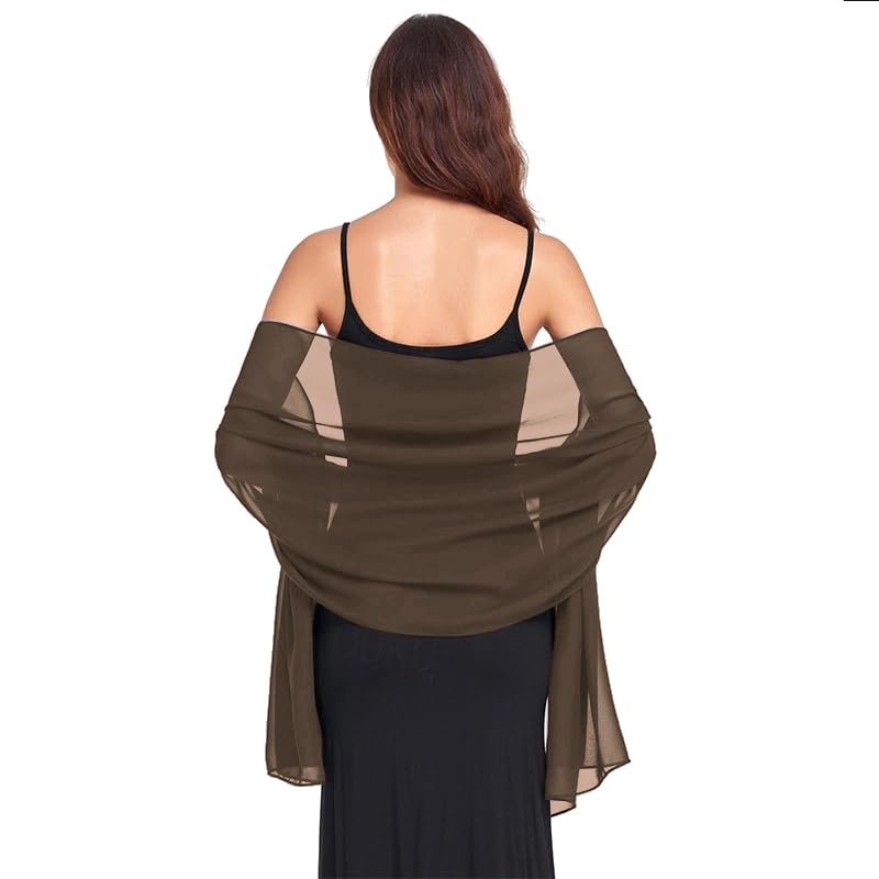 Van Der Rich ® - Étole en Mousseline de Soie Foulard Châle Léger - Femme (9-Taupe)