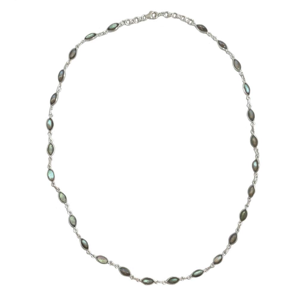 Collana con labradorite in argento 925 - Dimensioni della pietra 5x10mm
