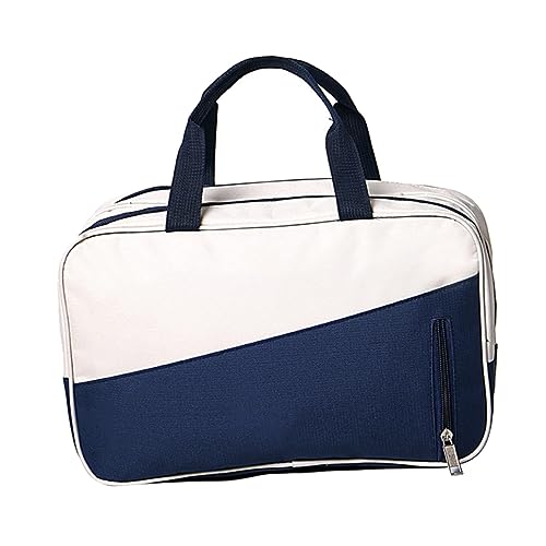 PartyKindom Large Capacity Sports Bag Versatile Gym Swim Tote Dark Blue Creamy White for Pe Kits Travel Essentials and Beach Gear Durable Wet Compartment