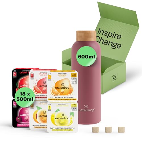 waterdrop® Starter Set - 600ml Trinkflasche mit Geschmack inkl....