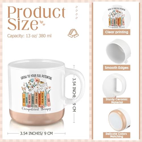 SiliFine 5 Pcs Occupational Therapy Gifts for Women, Ot Month Therapist Gifts, 13oz Ceramic Mug Appreciation Makeup Bag Keychain Leather Notebook Thank You Pens Gift for Therapist by SiliFine - Used condition - Image 3