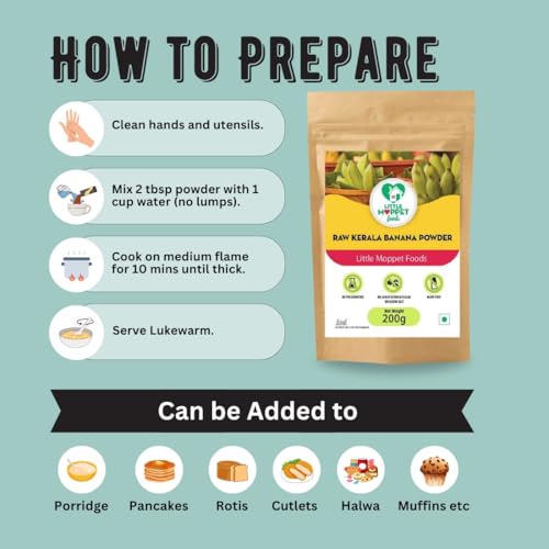Image of Little Moppet Foods Raw Kerala Banana Powder - 200g |Made by a doctor Mom| No Additives and Preservatives | Free from Added Salt and Sugar | Prepared from Sundried Raw Kerala Nendran Banana | Fibre-Rich | Easily digestible | Kannankaya Powder