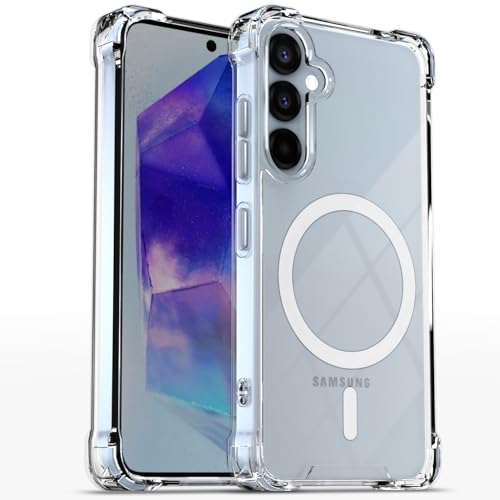 Image of Pikkme Back Cover for Samsung Galaxy A35 5G Mag-Safe Shockproof PC + TPU Protective Case Magnetic Support Bumper Case (Transparent Mag-Safe)