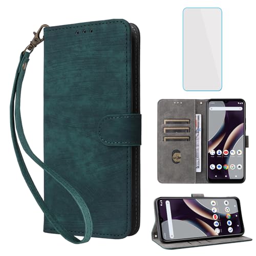 IUQXU for BLU F91 5G Wallet Phone Case with Screen Protector [RFID Blocking] Leather Flip Card Holder Kickstand Wrist Strap Women Men Cell Phone Case for BLU F 91 BLU F915G Green