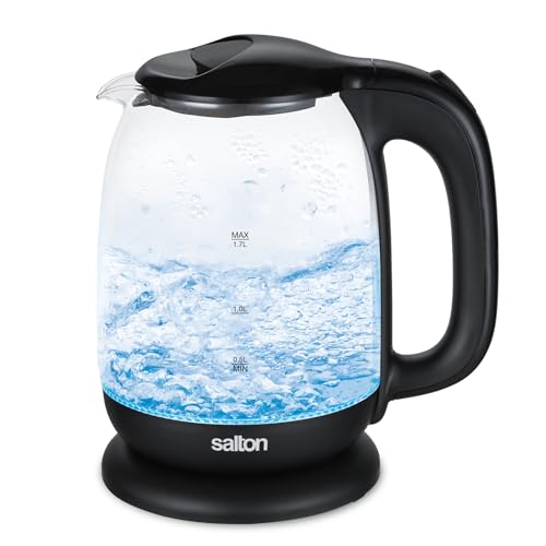 Hervidor eléctrico Salton vidrio 1.7 L con base 360° miniatura 1