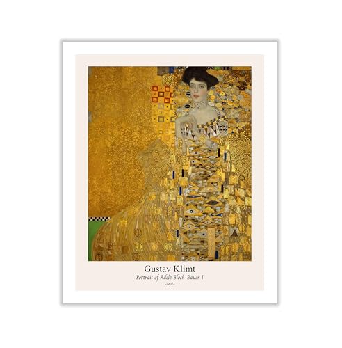 Poster Master Vintage Gustav Klimt Canvas - Retro Portrait of Adele Bloch-Bauer Print - Fine Art - Classic Painting - Art Nouveau - Living Room or Office Wall Decor - 24x32 ROLLED Canvas
