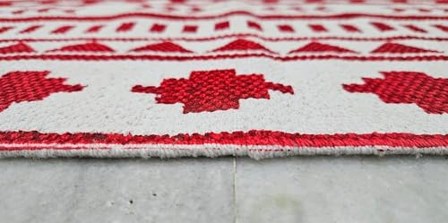 Image of SAGON 2x5 Ft Printed Runner Carpet - Cotton Bedside Rug for Bedroom & Living Room (Red Arrow Geomatric)