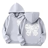 Mjjsk Hoodies für Mädchen, trendiges Kapuzen-Sweatshirt mit Schleife, niedlich, adrett, Schule, Hoody Tops, langärmelig, lässiger Pullover, gemütlicher Pullover, dunkelgrau, 2-3 Years