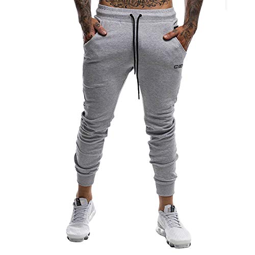 Calça de moletom masculina Wangdo com ajuste slim para treino e corrida, academia, listras laterais