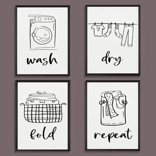Peinture simple buanderie affiche de lavage et séchage pour un intérieur doux