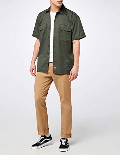 Image of Dickies Men's Short Sleeve Work Shirt - Durable Twill Button Down Shirts for Men, Lightweight Uniform for Daily Wear
