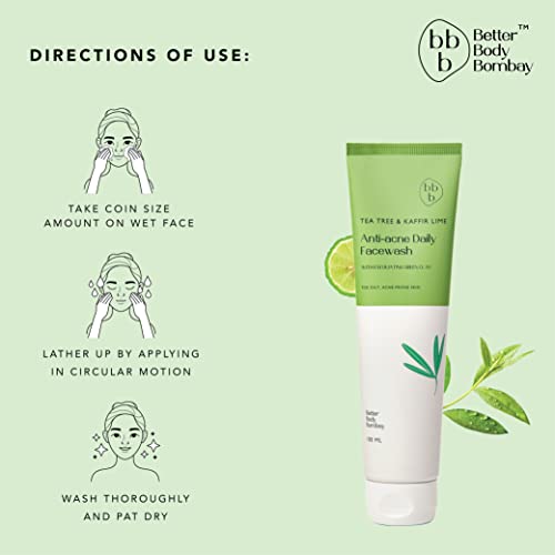 Image of Tea Tree & Kaffir Lime | Daily Facewash for Acne Prone 100 ml | Anti Acne Face Cleanser | Oily Skin and Pimple | Acne Free Skin (Pack of 2, 100ml each)